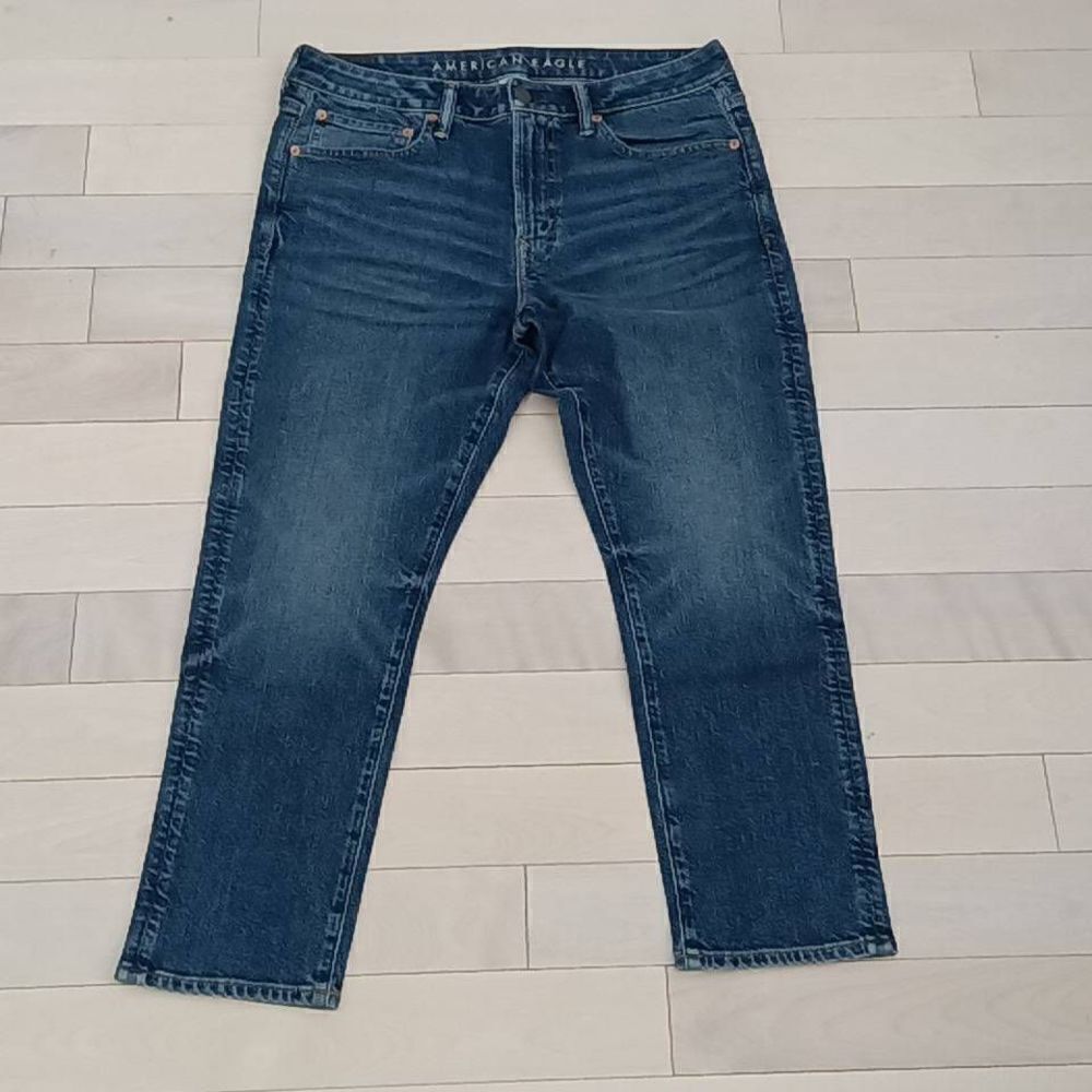 American Eagle Women's High Rise Slim Fit Cropped Jeans Blue Waist 34